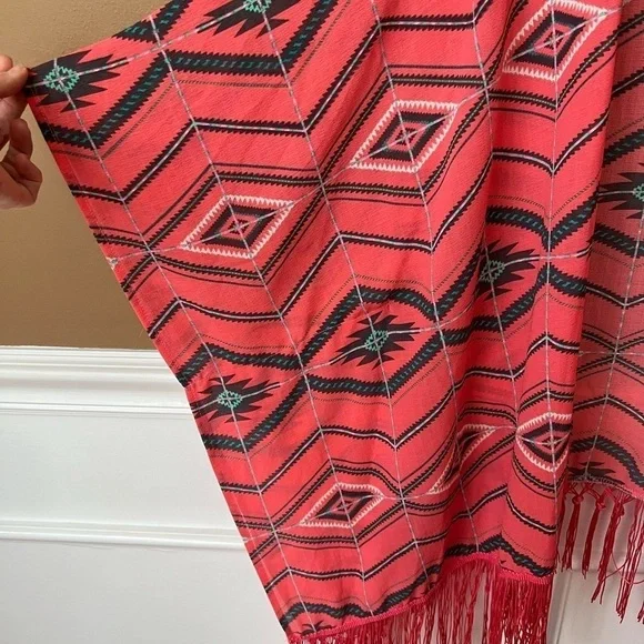 XHILARATION VTG Fringe Southwestern Aztec Kimono Cardigan L/XL Festival Boho - Picture 4 of 9